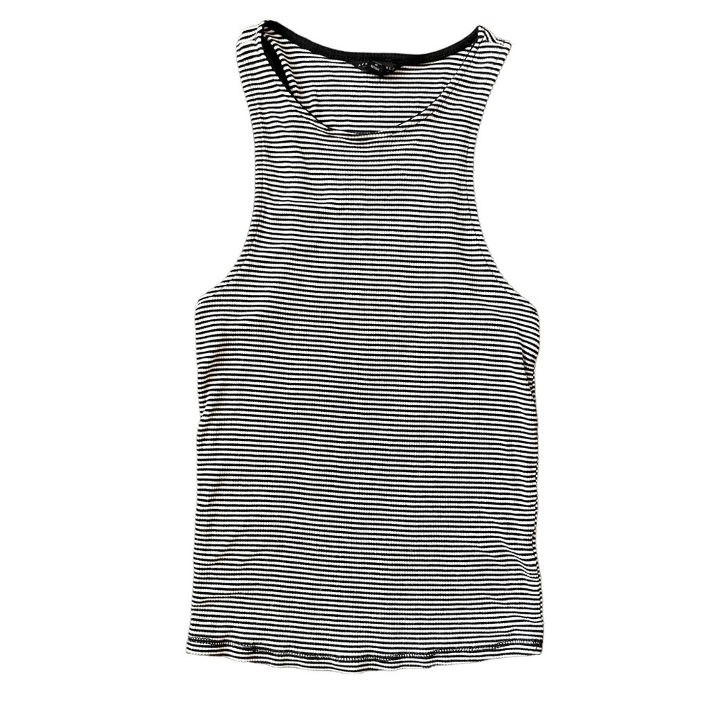 Aeropostale black/white striped ribbed high neck tank top size small
